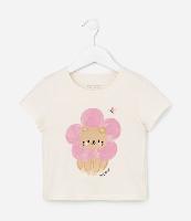 Blusa Infantil com Estampa Gatinho e Flor - Tam 1 a 5 Anos - 1