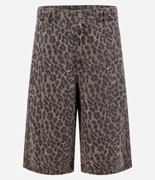 Bermuda Baggy em Sarja com Estampa Animal Print Oncinha - 1