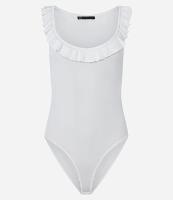 Body Sem Manga em Tricô Canelado com Babado - 1