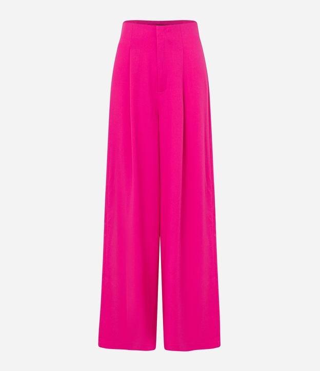 Calça Pantalona em Crepe com Pregas Frontais - 1