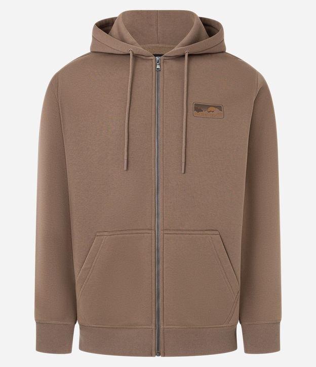 Blusão Aberto em Moletom Com Zíper e Capuz - 1