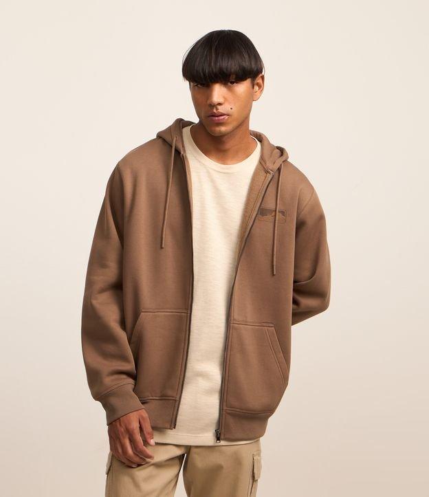 Blusão Aberto em Moletom Com Zíper e Capuz - 2