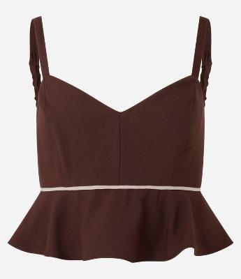 Blusa Cropped em Alfaiataria com Alças de Elástico e Lastex nas Costas