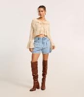 Short Mom Jeans com Cós Interno Estampado - 2