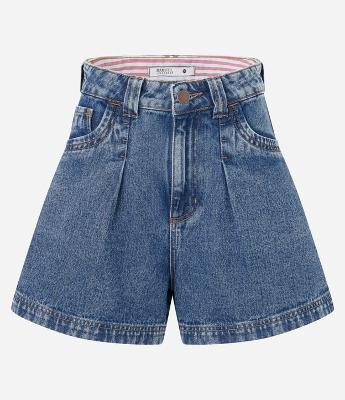 Short Mom Jeans com Cós Interno Estampado