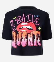 Blusa Cropped em Algodão com Estampa O Baile é Quente - 1