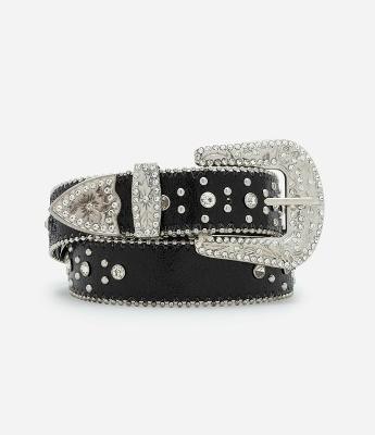 Cinto Largo Glossy em PU com Pedraria Aplicadas