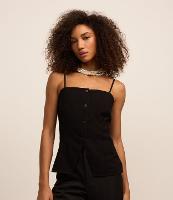 Blusa de Alça em Alfaiataria com Botões - 1