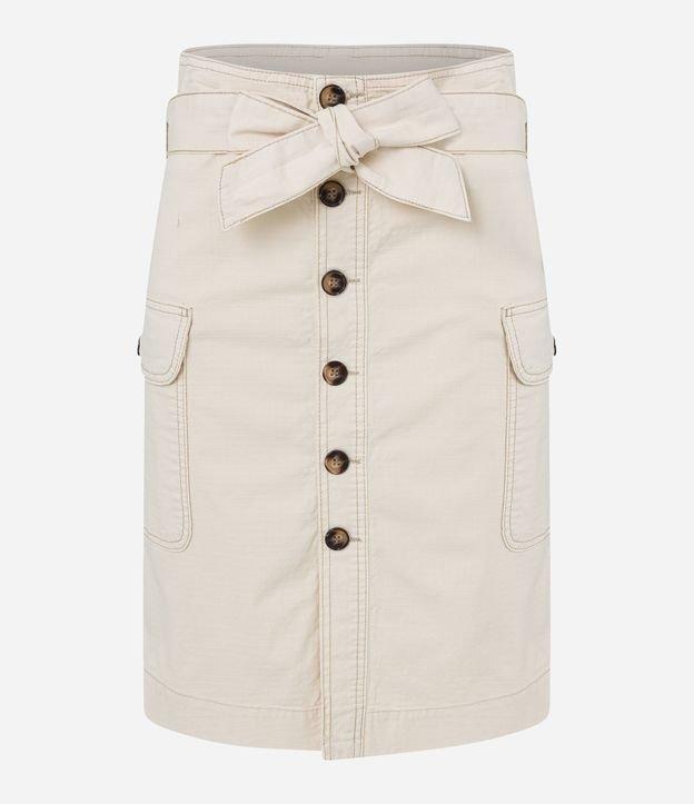 Saia Clochard em Sarja com Abotoamento Frontal e Amarração - 1