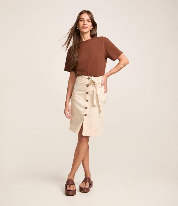 Saia Clochard em Sarja com Abotoamento Frontal e Amarração - 2