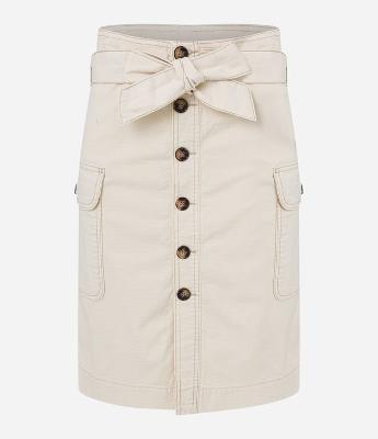 Saia Clochard em Sarja com Abotoamento Frontal e Amarração