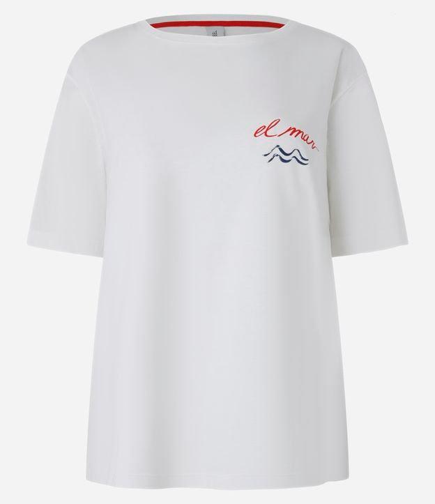 Camiseta Alongada em Algodão com Estampa Frente e Costas El Mar - 1