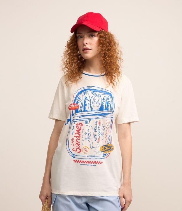 Camiseta Alongada em Algodão com Estampa Las Sardines - 1
