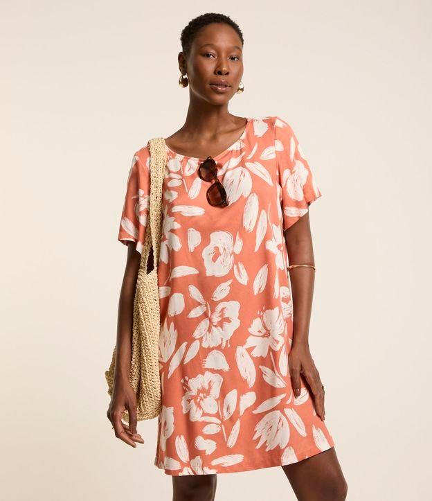 Vestido T-shirt em Viscose Estampa Maxi Floral - 1