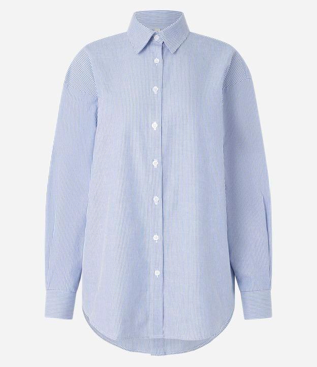 Camisa Oversized em Tricoline Listrada com Fio Tinto - 1