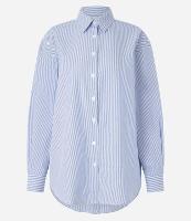 Camisa Oversized em Tricoline Listrada com Fio Tinto - 1