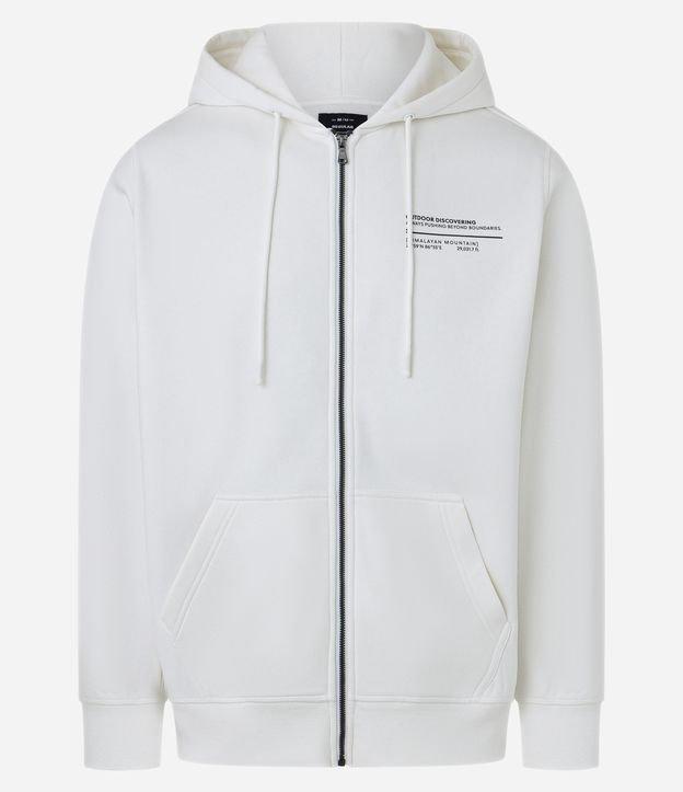 Casaco Básico em Moletom com Zíper e Estampa Lettering - 1