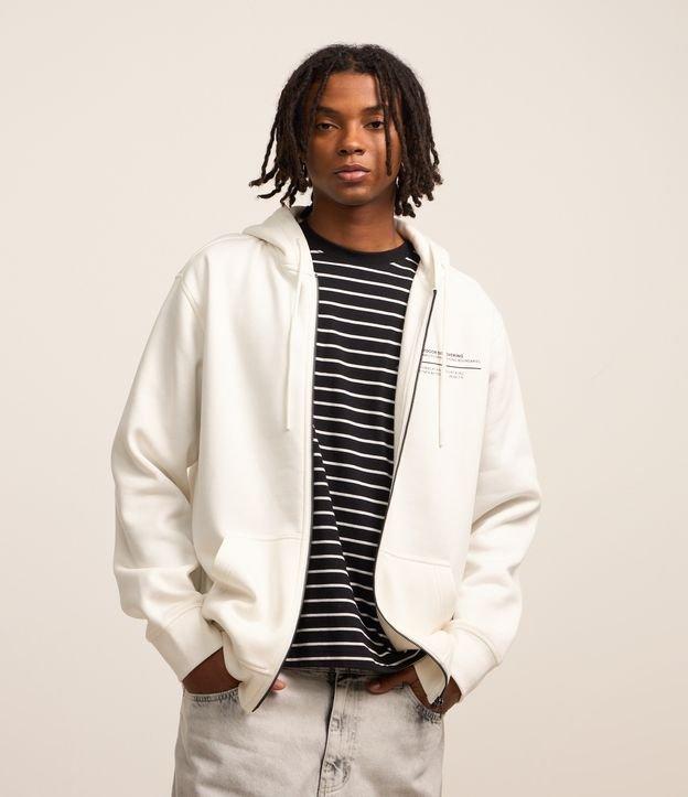 Casaco Básico em Moletom com Zíper e Estampa Lettering - 2