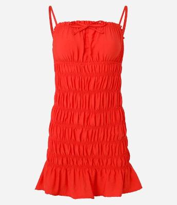 Vestido em Viscose com Detalhes Elásticos e Lacinho