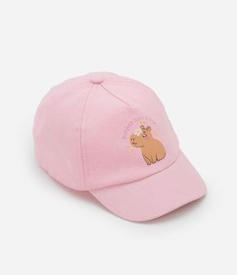 Boné Aba Curva Infantil com Estampa Capivara - Tam U