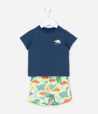 Conjunto Infantil com Estampa Dinos - Tam 0 a 18 meses