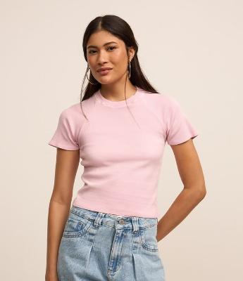 Blusa em Ribana Estonada com Cava Raglan