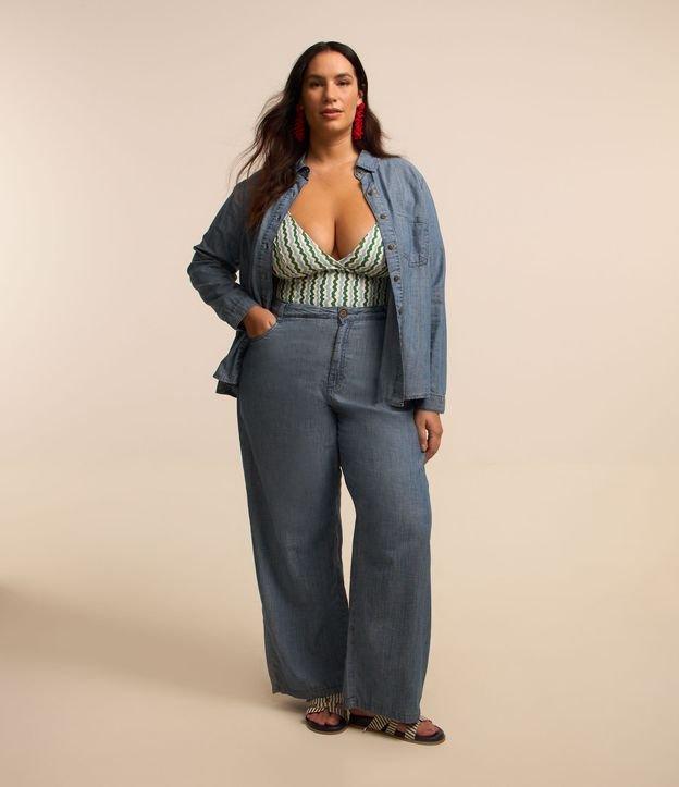 Calça Pantalona em Jeans Curve & Plus Size - 1