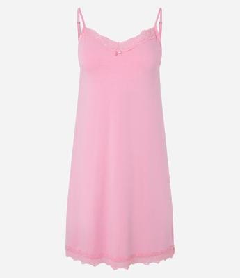Camisola de Alcinha em Viscose com Renda no Decote