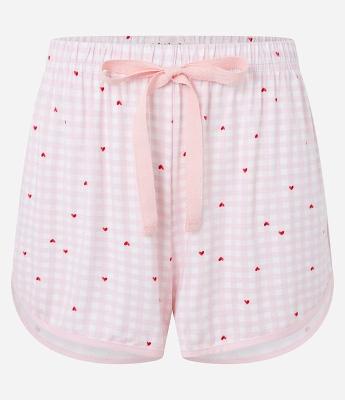 Short de Pijama Xadrez com Coração