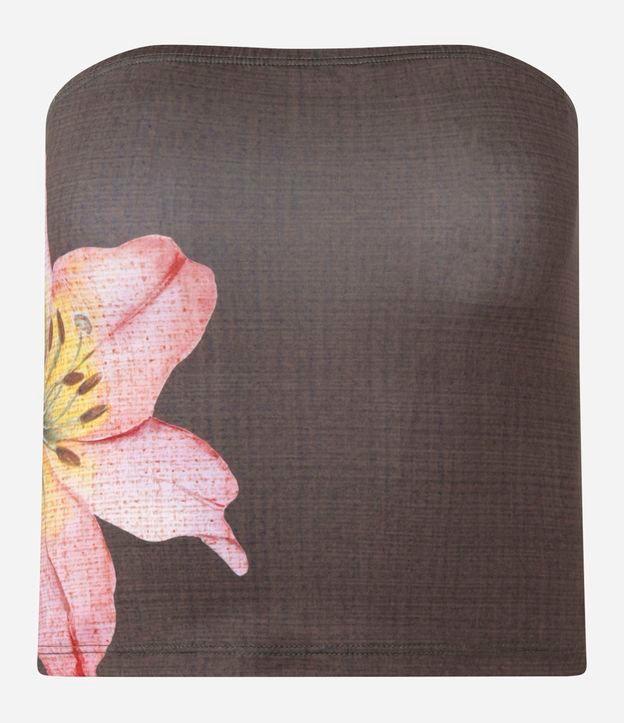 Blusa em Microfibra Tomara que Caia com Estampa de Hibisco - 1