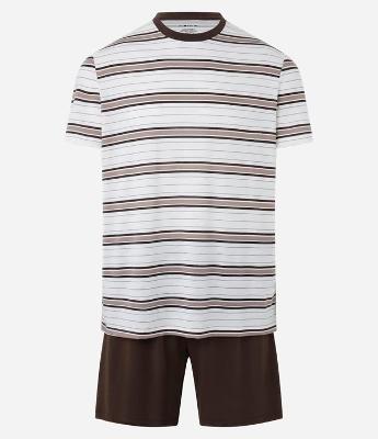 Pijama Curto em Poliviscose com Listras Finas