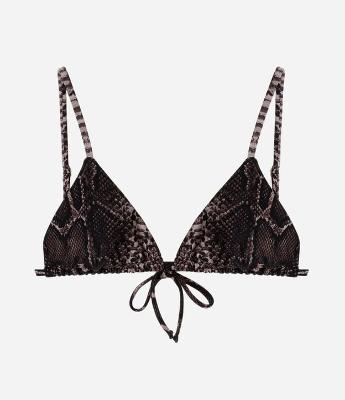 Biquíni Top Cortininha em Microfibra com Estampa de Cobra