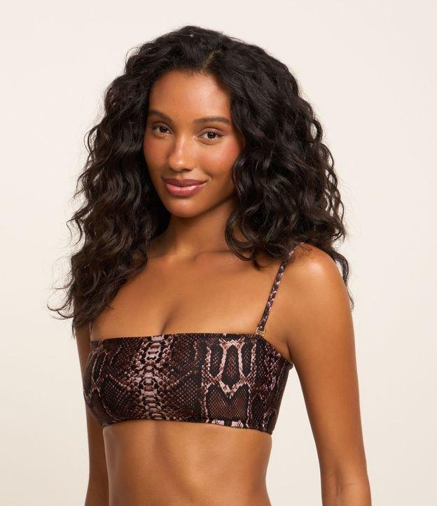 Biquíni Top Bandeau Microfibra com Estampa de Cobra - 3