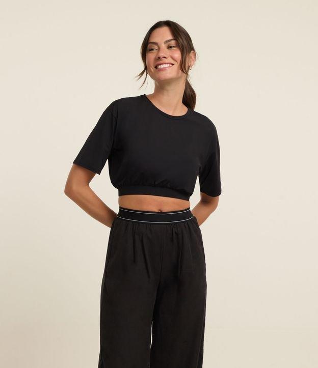 Blusa Cropped Esportiva em Microfibra com Elástico - 2