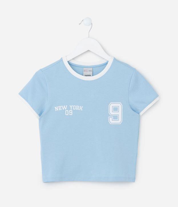 Blusa Baby Look Infantil em Cotton com Lettering Estilo College - Tam 7 a 14 anos - 1