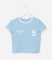 Blusa Baby Look Infantil em Cotton com Lettering Estilo College - Tam 7 a 14 anos - 1