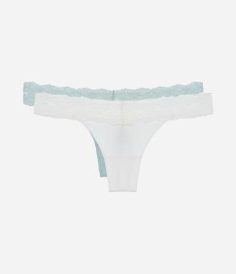Kit com 2 Calcinhas Biquíni Fio com Detalhes em Renda