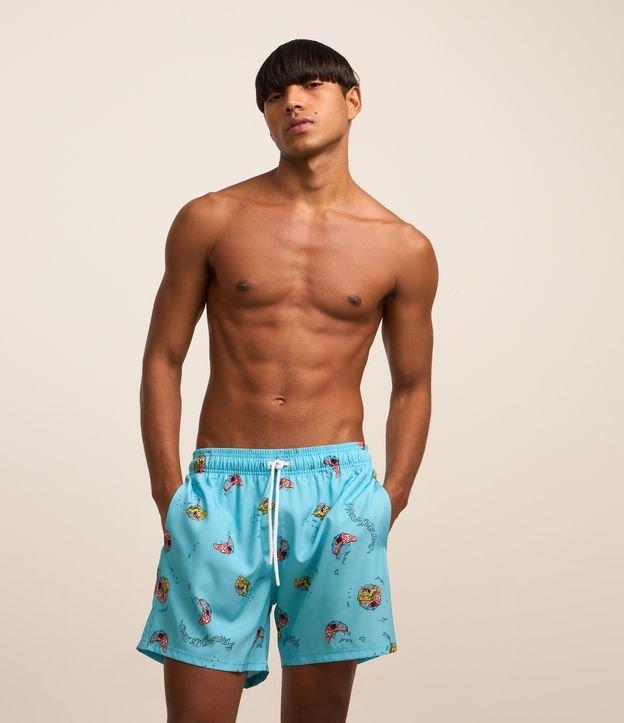 Bermuda com Cós Elástico e Estampa Bob Esponja - 1