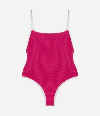 Maio em Microfibra com Textura Canelada e Viés Contrastante