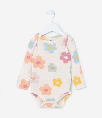 Body Infantil com Estampa Floral - Tam 0 a 18 meses