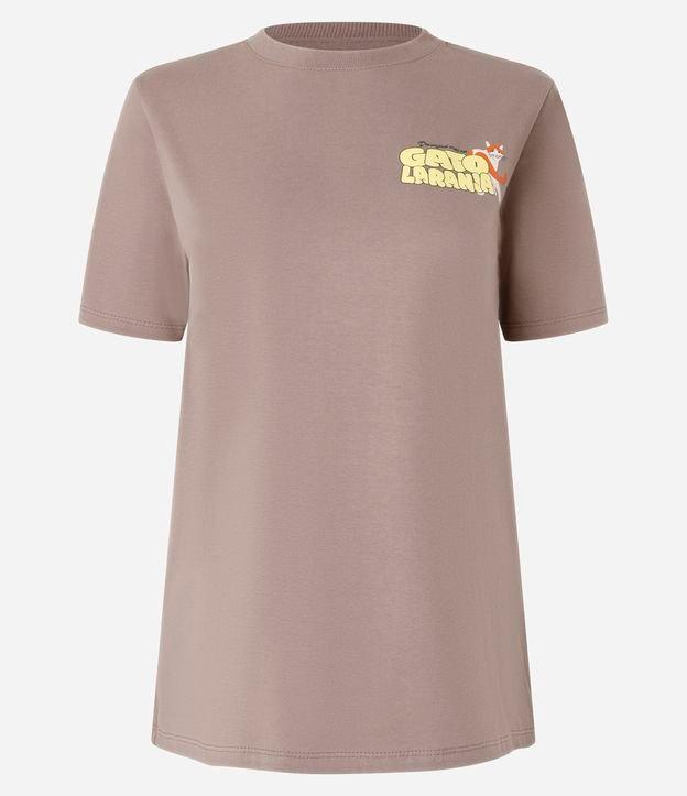 Camiseta Alongada em Algodão com Estampa Gato Laranja - 1