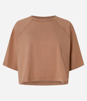 Blusa Cropped em Algodão com Cava Raglan