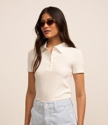 Blusa em Ribana com Gola Polo