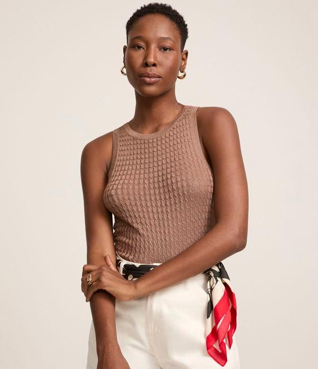 Blusa sem Manga em Tricô com Texturas - 2