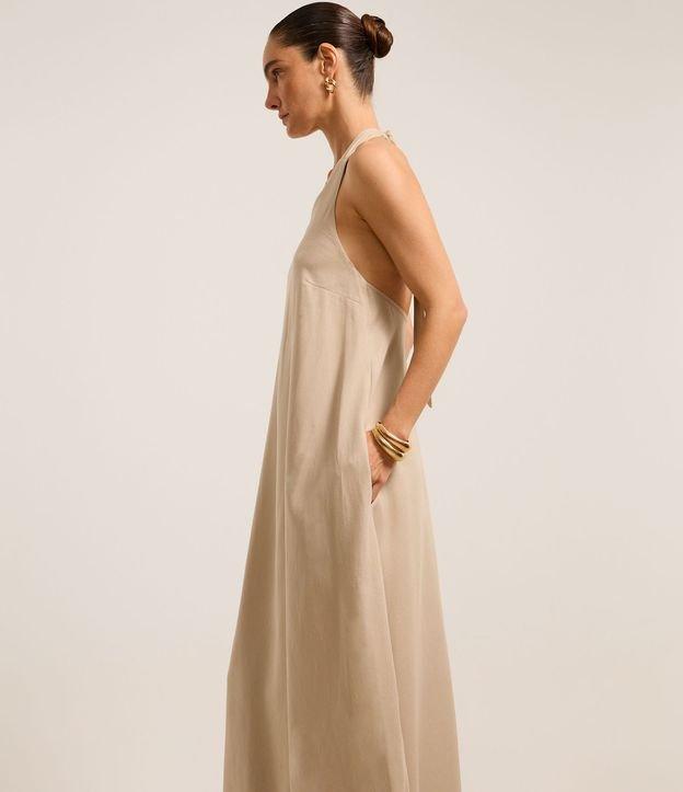 Vestido Longo Evasê em Viscolinho com Amarração no Pescoço - 2