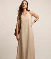 Vestido Longo Evasê em Viscolinho com Amarração no Pescoço - 1