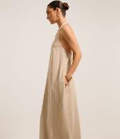 Vestido Longo Evasê em Viscolinho com Amarração no Pescoço - 2