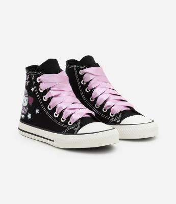 Tênis Infantil Abotinado com Biqueira e Estampa Hello Kitty - Tam 26 ao 36