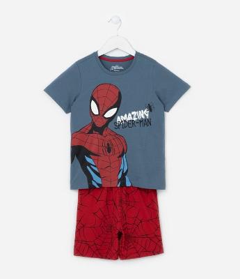 Pijama Curto Infantil com Estampa do Homem Aranha  - Tam 3 a 10 Anos