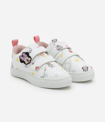 Tênis Infantil com Velcro e Patch da Minnie - Tam 20 a 30